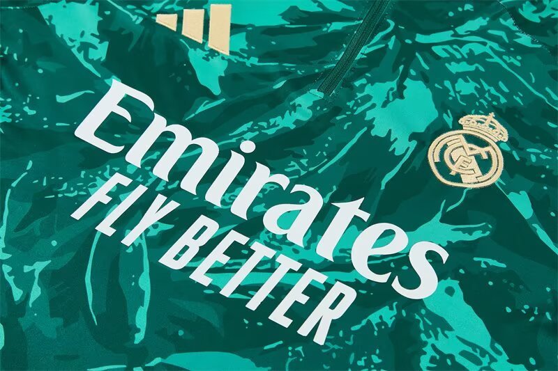 2026/27 Real Madrid Green Camouflage Half Pull Training Suit Soccer Jersey For Adult & Kids
