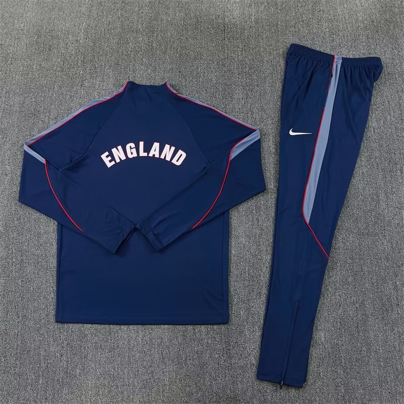 2026/27 England Royal Blue Half Pull Training Suit Soccer Jersey For Adult & Kids