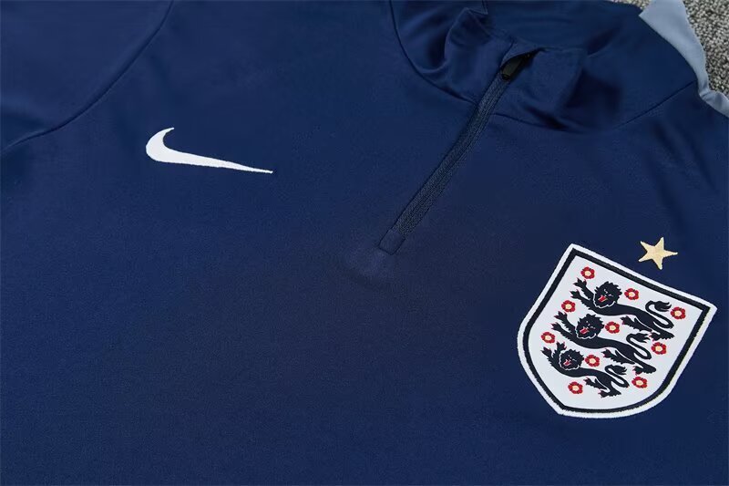 2026/27 England Royal Blue Half Pull Training Suit Soccer Jersey For Adult & Kids