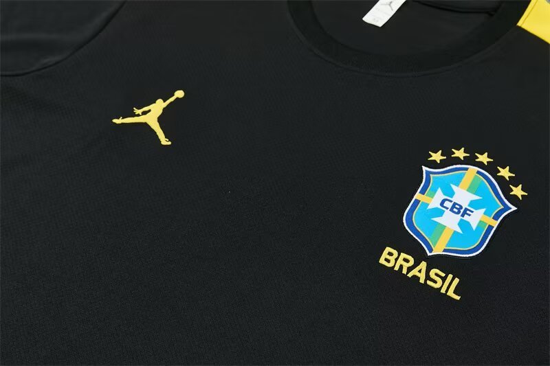 2026/27 Jordan Brazil Black Yellow Soccer Training Suit For Adult & Kids