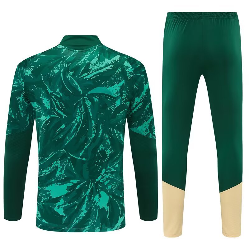 2026/27 Real Madrid Green Camouflage Half Pull Training Suit Soccer Jersey For Adult & Kids