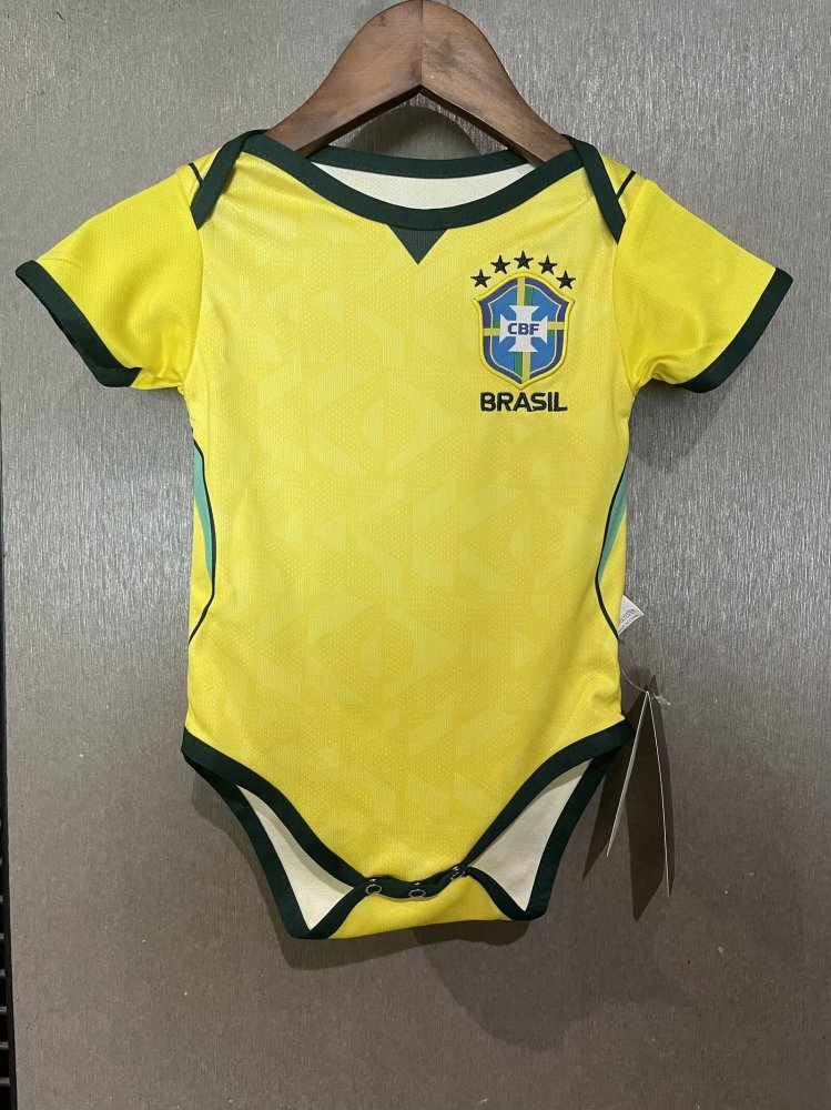 2026 Brazil Home Baby Jersey With Brand Logo