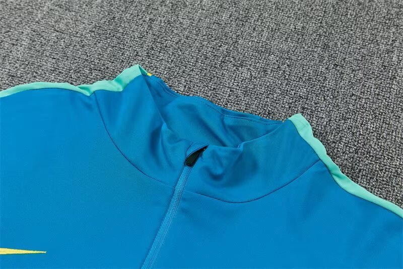 2026/27 Brazil Lake Blue Half Pull Training Suit Soccer Jersey For Adults & Kids
