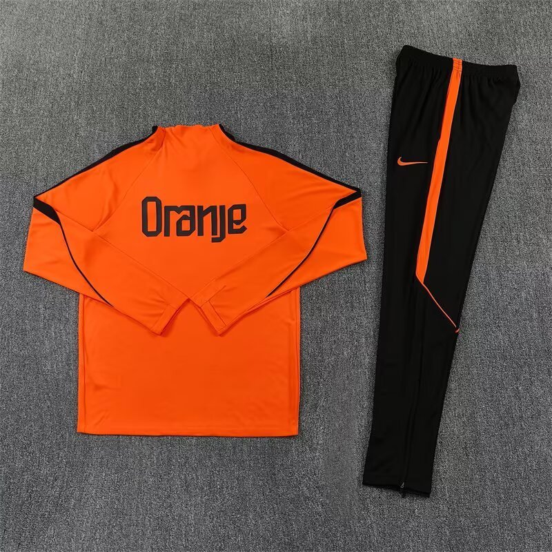 2026/27 Netherlands Orange Half Pull Training Suit Soccer Jersey For Adults & Kids