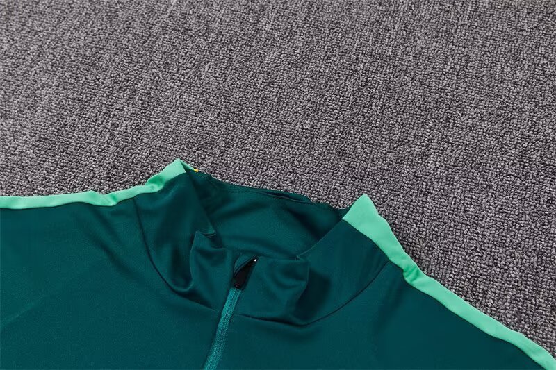 2026/27 Brazil Dark Green Half Pull Training Suit Soccer Jersey For Adults & Kids