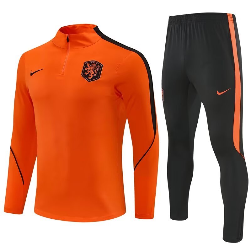 2026/27 Netherlands Orange Half Pull Training Suit Soccer Jersey For Adults & Kids