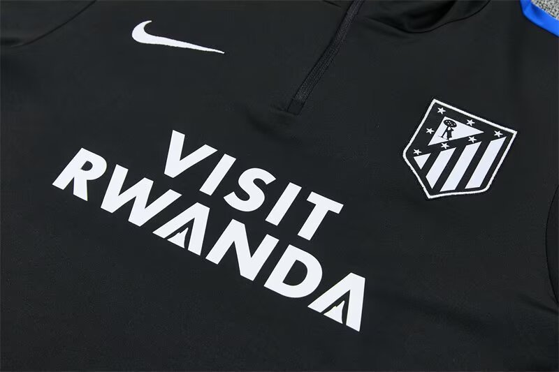 2026/27 Atlético Madrid Black Half Pull Training Suit Soccer Jersey For Adults & Kids