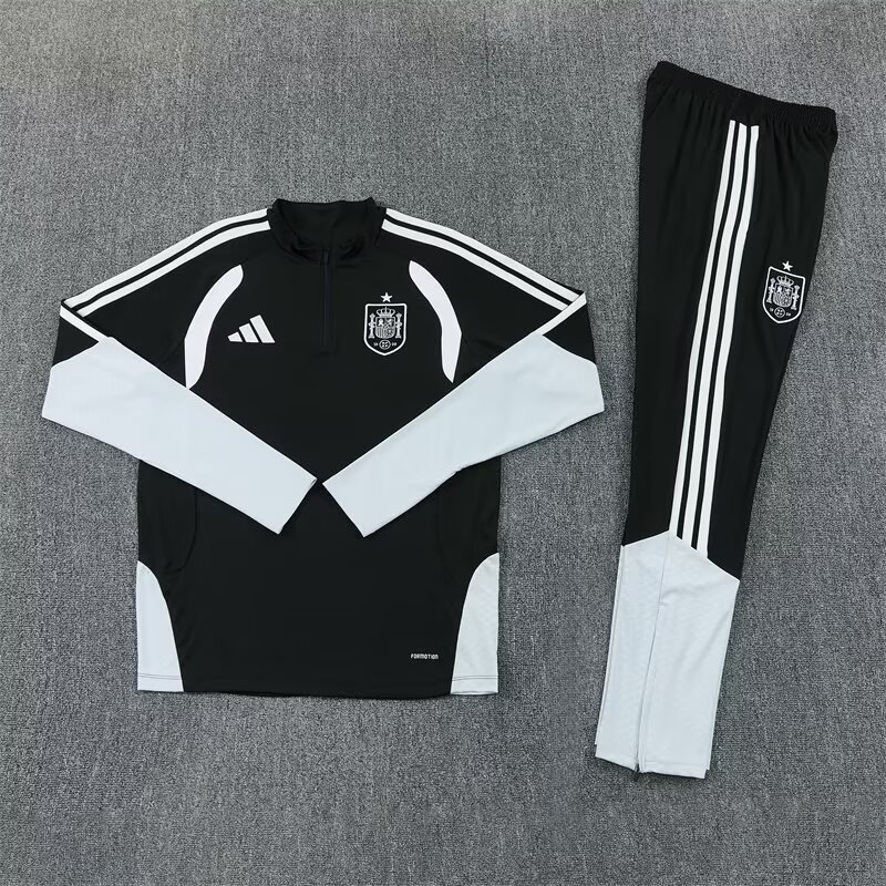 2026/27 Spain Black Half Pull Training Suit Soccer Jersey For Adults & Kids