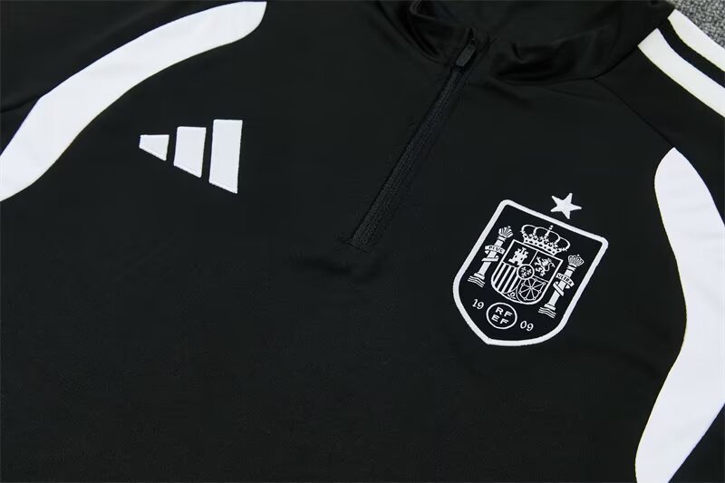 2026/27 Spain Black Half Pull Training Suit Soccer Jersey For Adults & Kids