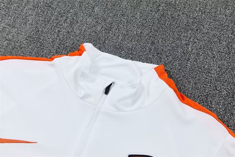 2026/27 Netherlands White Half Pull Training Suit Soccer Jersey For Adults & Kids