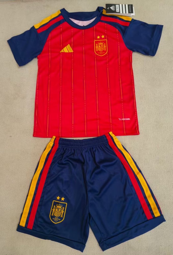 2026/27 Kids Spain Home With 2-star Fan Version World Cup Football Jersey