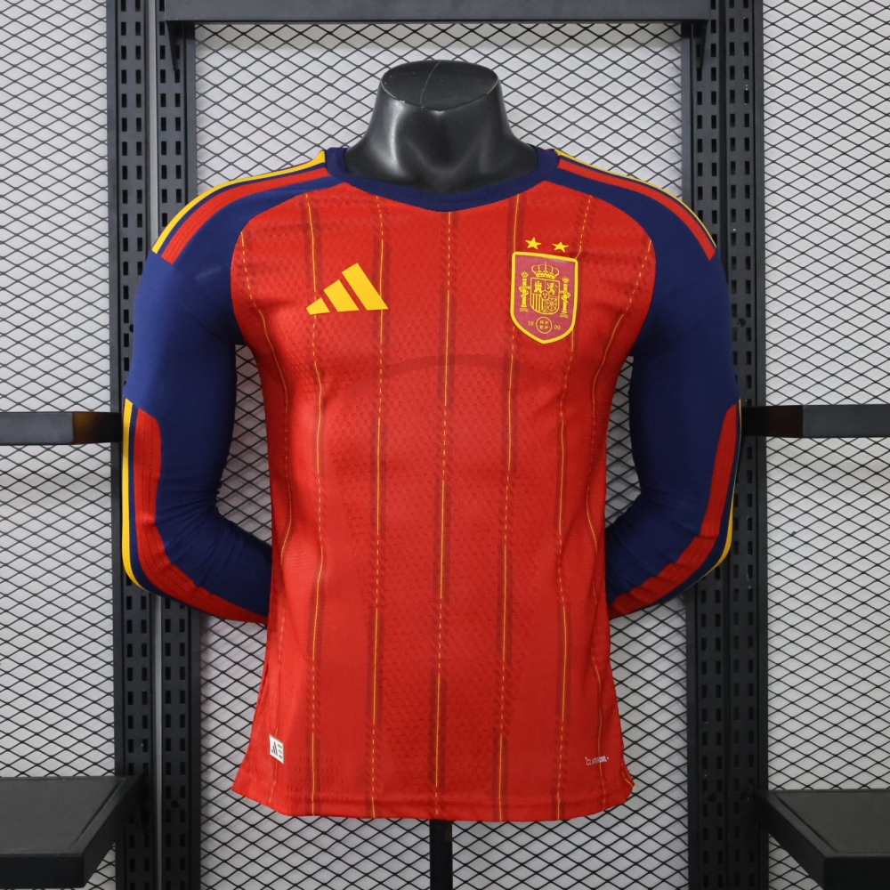 2026 Spain Home Long Sleeved 2-star Player Version World Cup Soccer Jersey