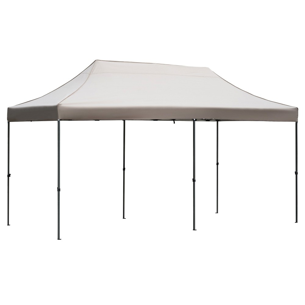 TREXM 10x20 Pop Up Canopy Tent with 6 Sidewalls, Heavy Duty Party Tent, UV and Waterproof Protection, 3 Height Adjustable Outdoor Canopy Tent with Roller Bag for Weddings, Events, and Beach, Khaki