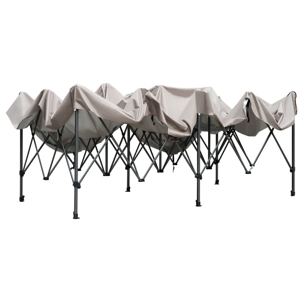 TREXM 10x20 Pop Up Canopy Tent with 6 Sidewalls, Heavy Duty Party Tent, UV and Waterproof Protection, 3 Height Adjustable Outdoor Canopy Tent with Roller Bag for Weddings, Events, and Beach, Khaki