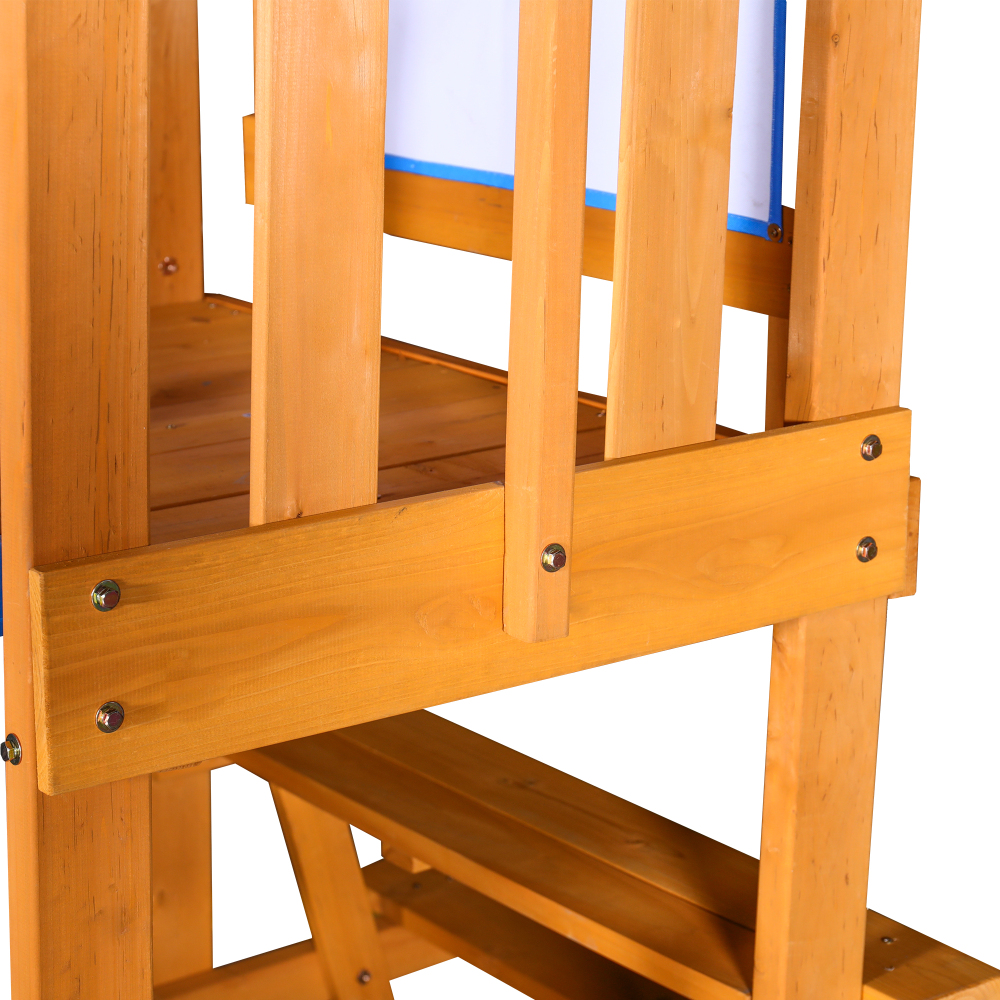Wooden Outdoor Swing Set 3 in 1 Swing Set outdoor Children's Playset with Slide , 2 Swings and Climber for Garden, Backyard and Playground, Blue
