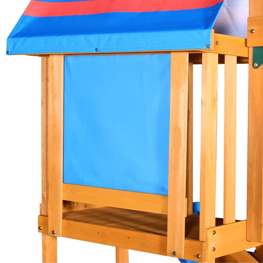 Wooden Outdoor Swing Set 3 in 1 Swing Set outdoor Children's Playset with Slide , 2 Swings and Climber for Garden, Backyard and Playground, Blue