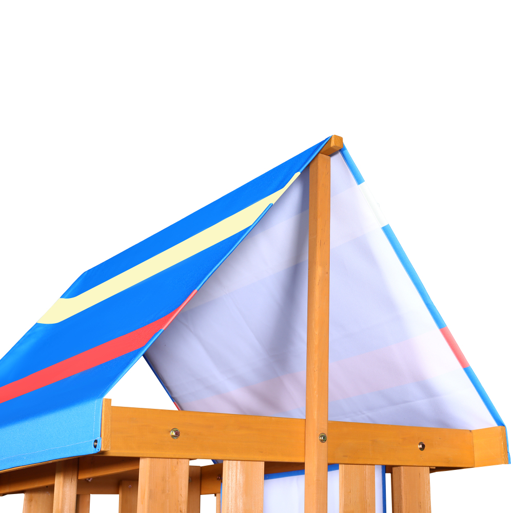 Wooden Outdoor Swing Set 3 in 1 Swing Set outdoor Children's Playset with Slide , 2 Swings and Climber for Garden, Backyard and Playground, Blue