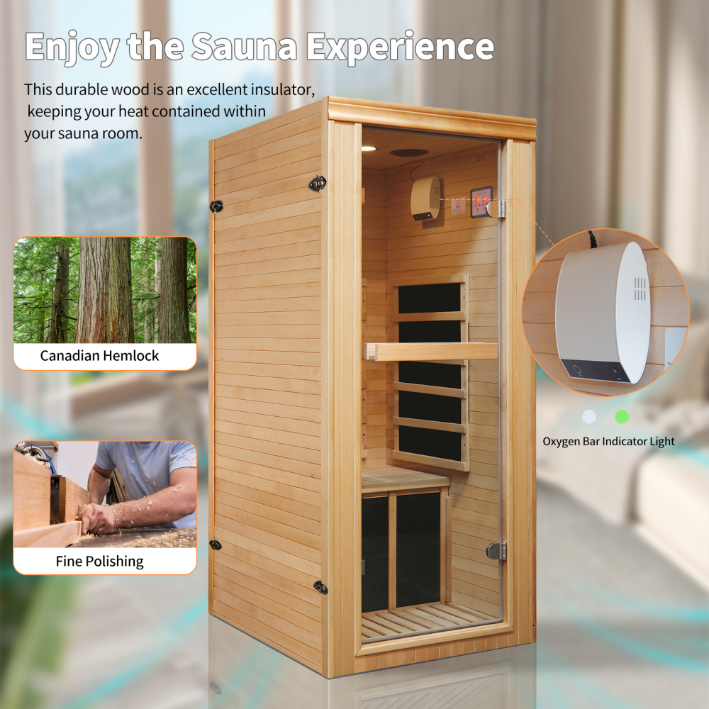 Single person far-infrared sauna room