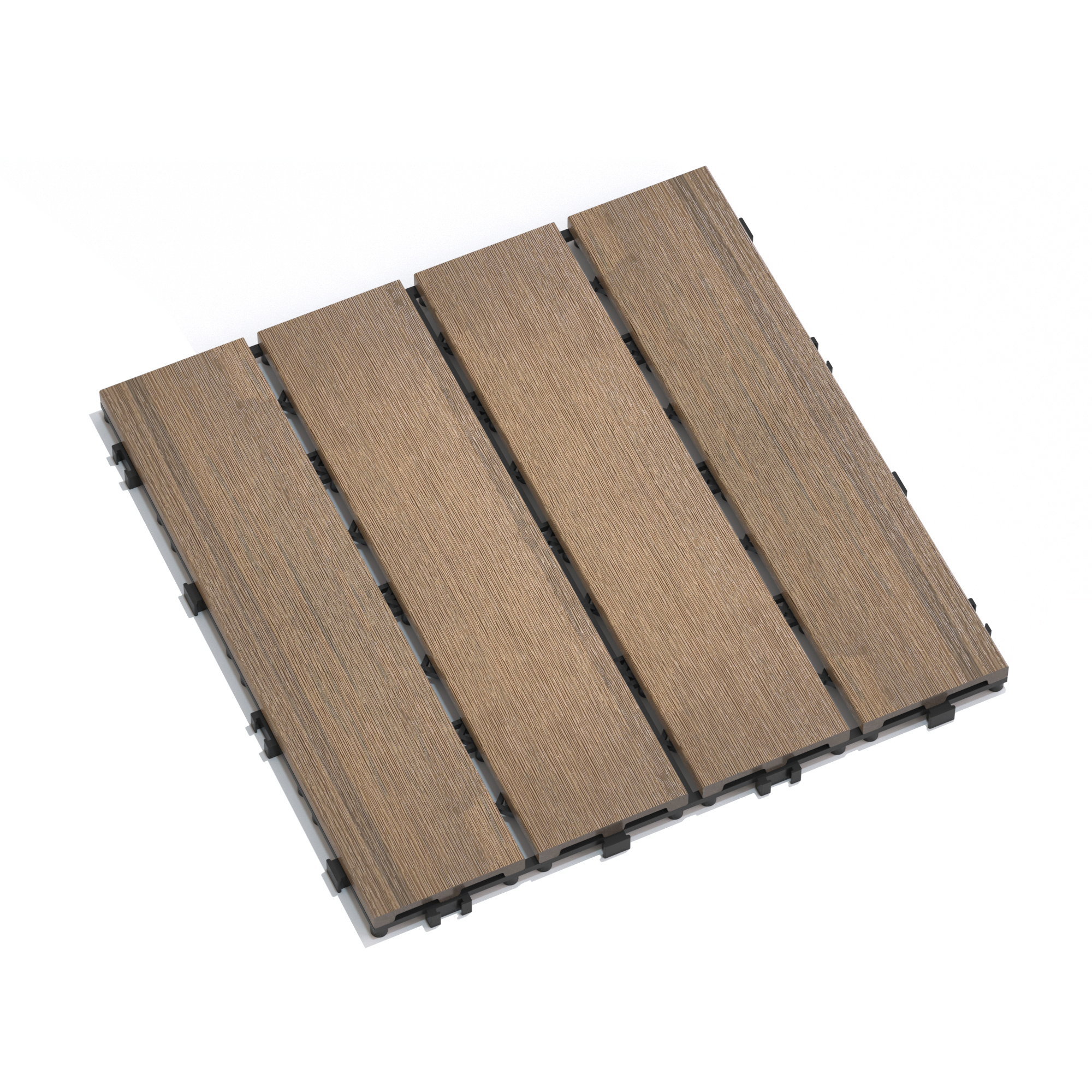 11-Pack WPC Interlocking Patio Deck Tiles - Water Resistant Wood-Plastic Composite Outdoor Flooring for Balcony & Garden
