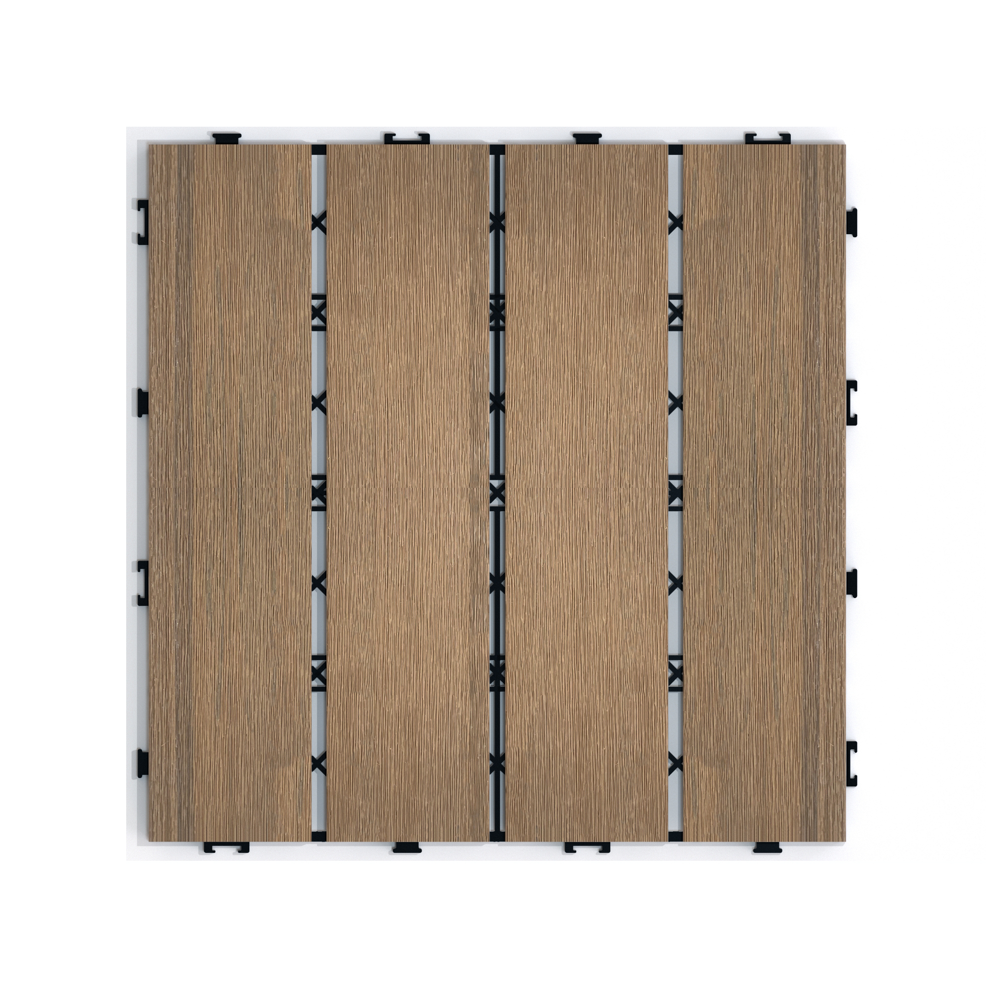 11-Pack WPC Interlocking Patio Deck Tiles - Water Resistant Wood-Plastic Composite Outdoor Flooring for Balcony & Garden