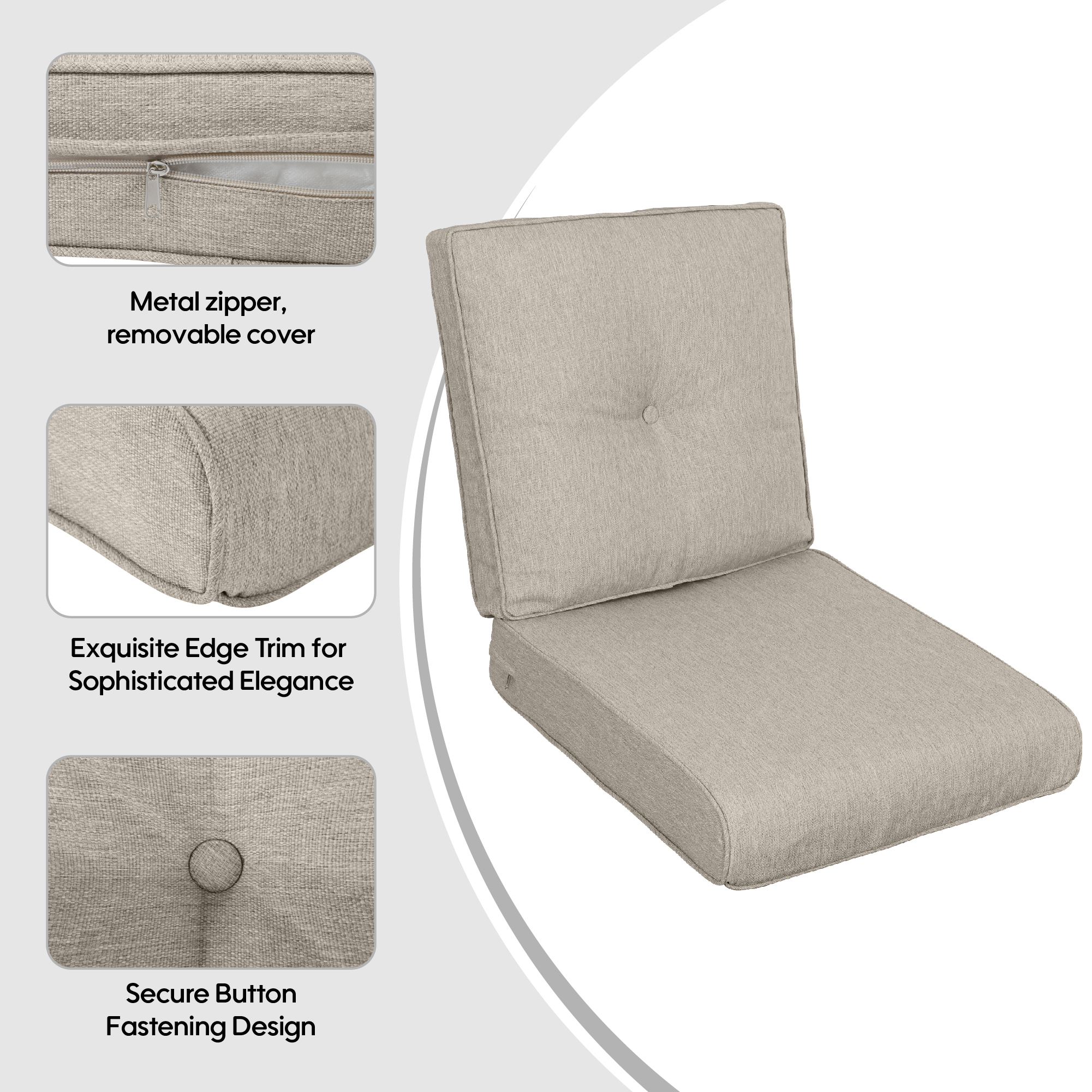 2-Pack High Back Patio Chair Cushions Set - Waterproof Outdoor Seat & Back Replacement for Rocking, Adirondack & Garden Chairs (Beige Brown)