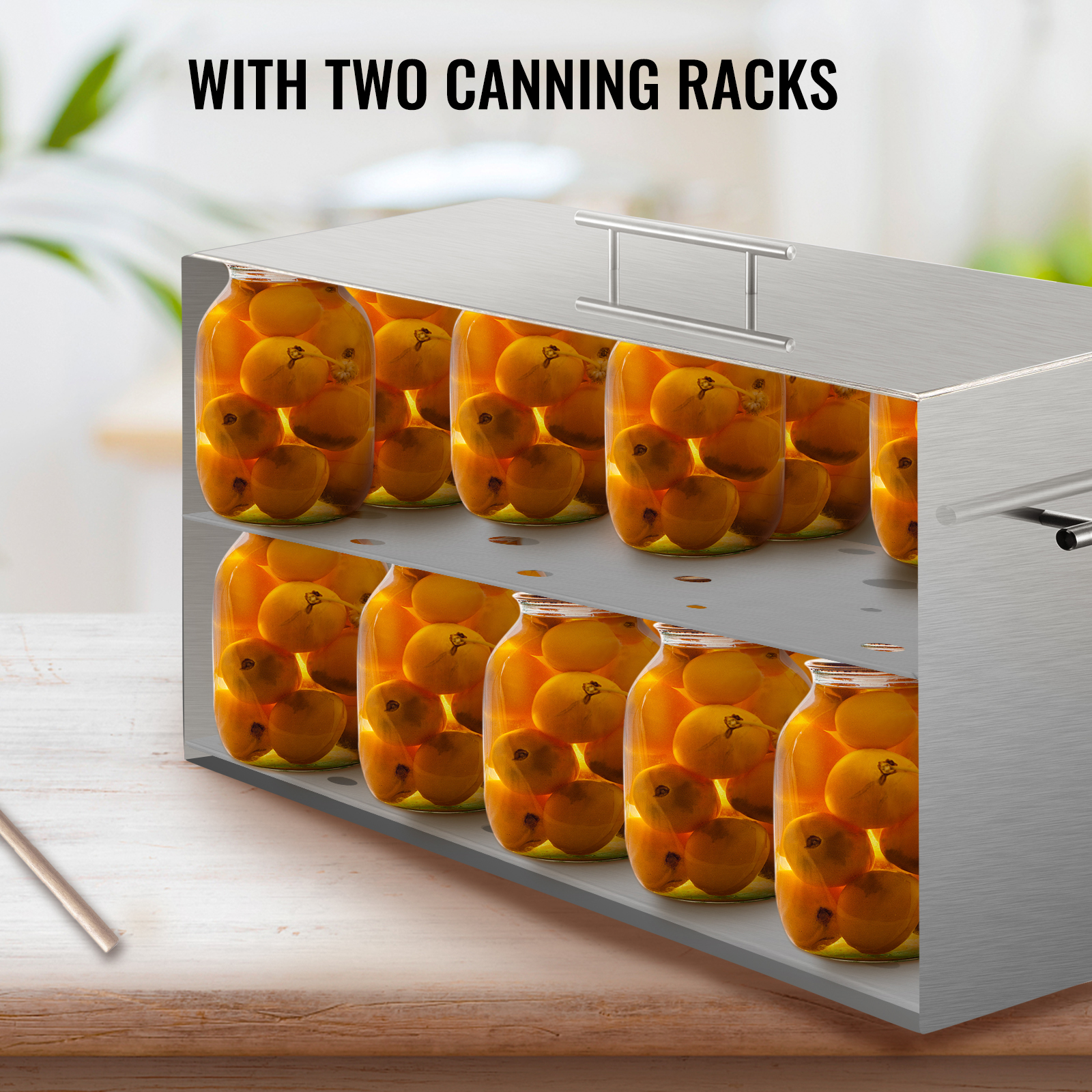 304 Stainless Steel Water Bath Canner Pot - 15 Quart Stove Top Boiling Canner with Dual Racks & Flat Bottom