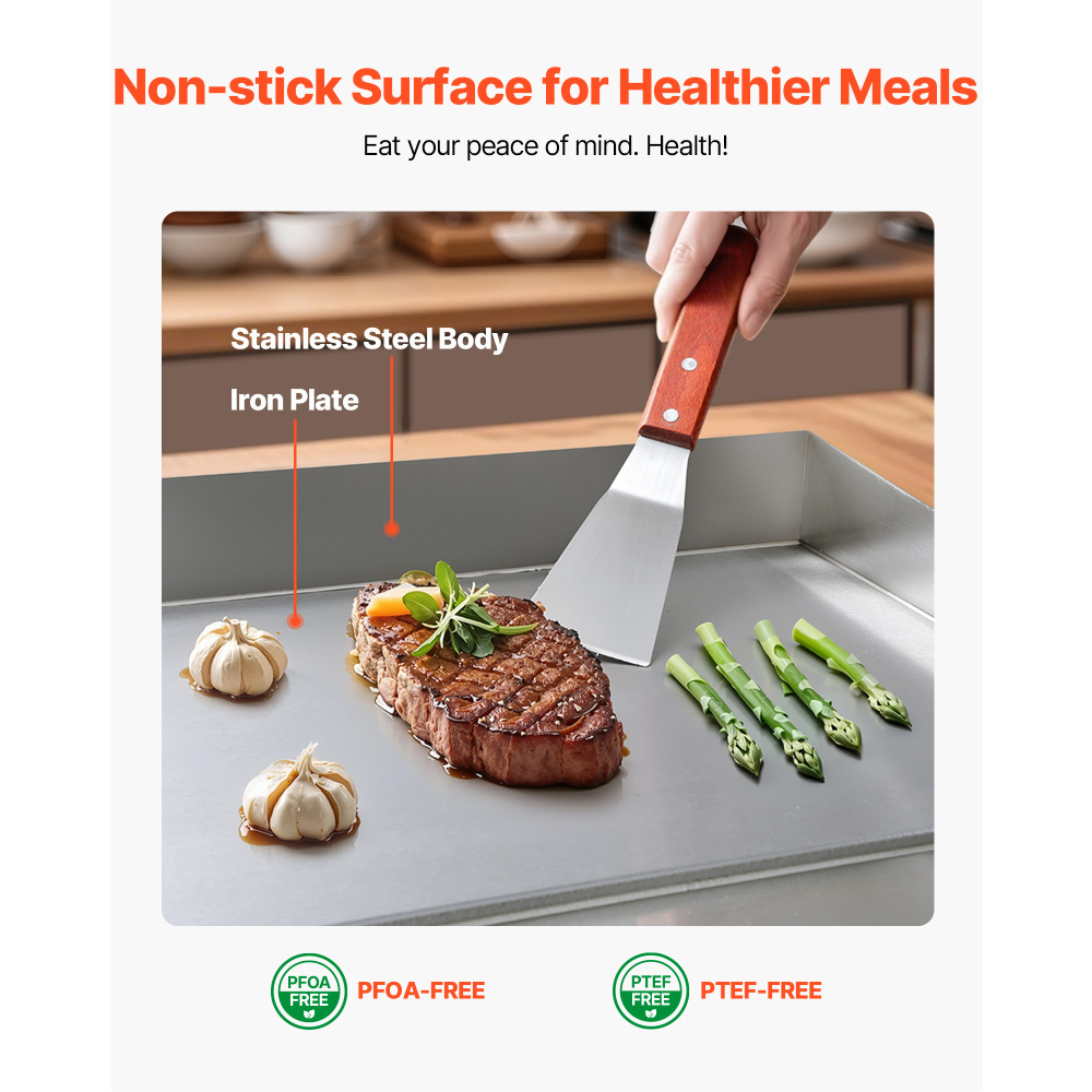 1750W Commercial Electric Griddle Stainless Steel Flat Top Grill with Adjustable Temp Control, Countertop Hot Plate for Steak, Pancakes & Burgers