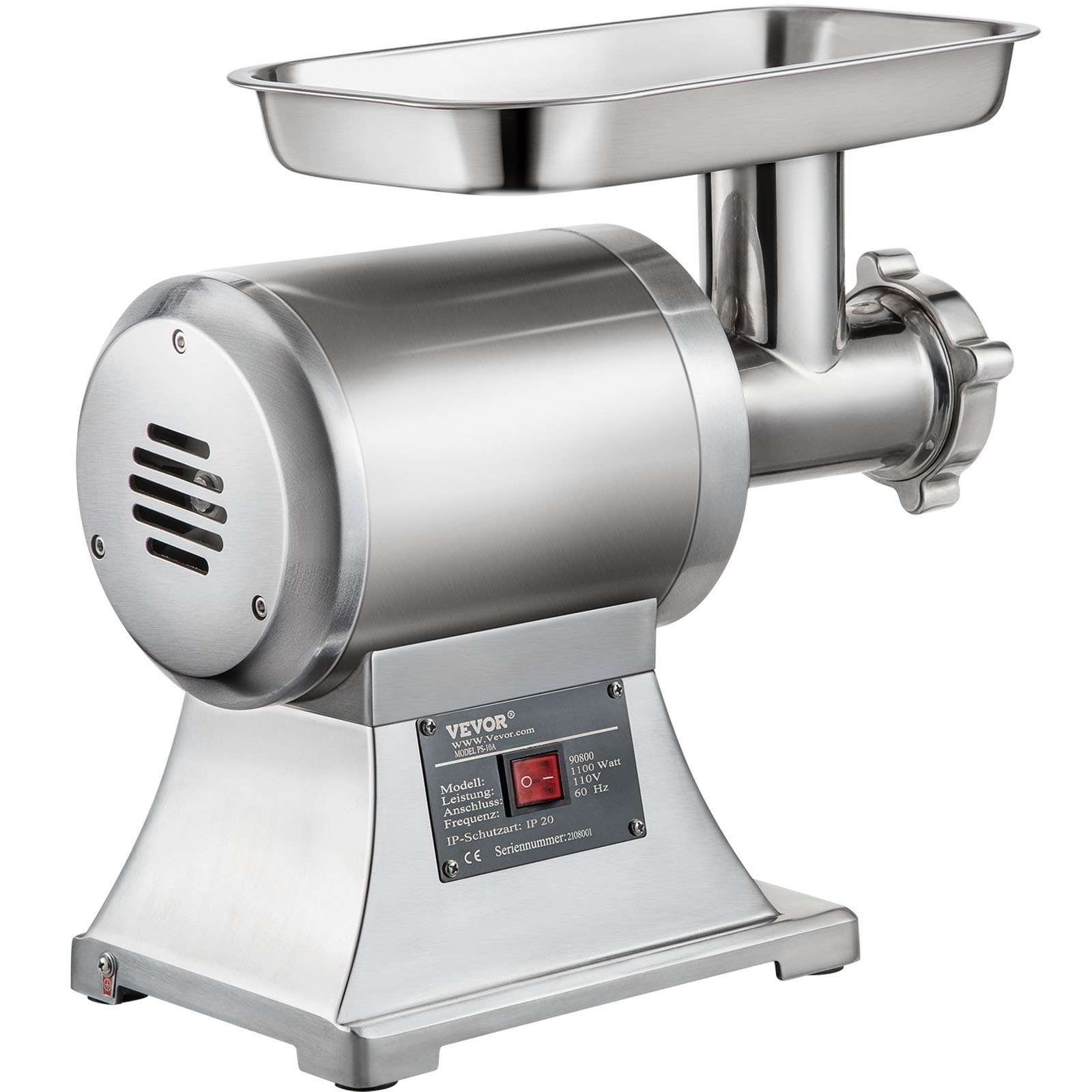 VEVOR Commercial Meat Grinder, 1100W Heavy Duty Electric Meat Mincer with Stainless Steel Construction, Industrial Grade Food Processor for Sausage Making & Kitchen Prep