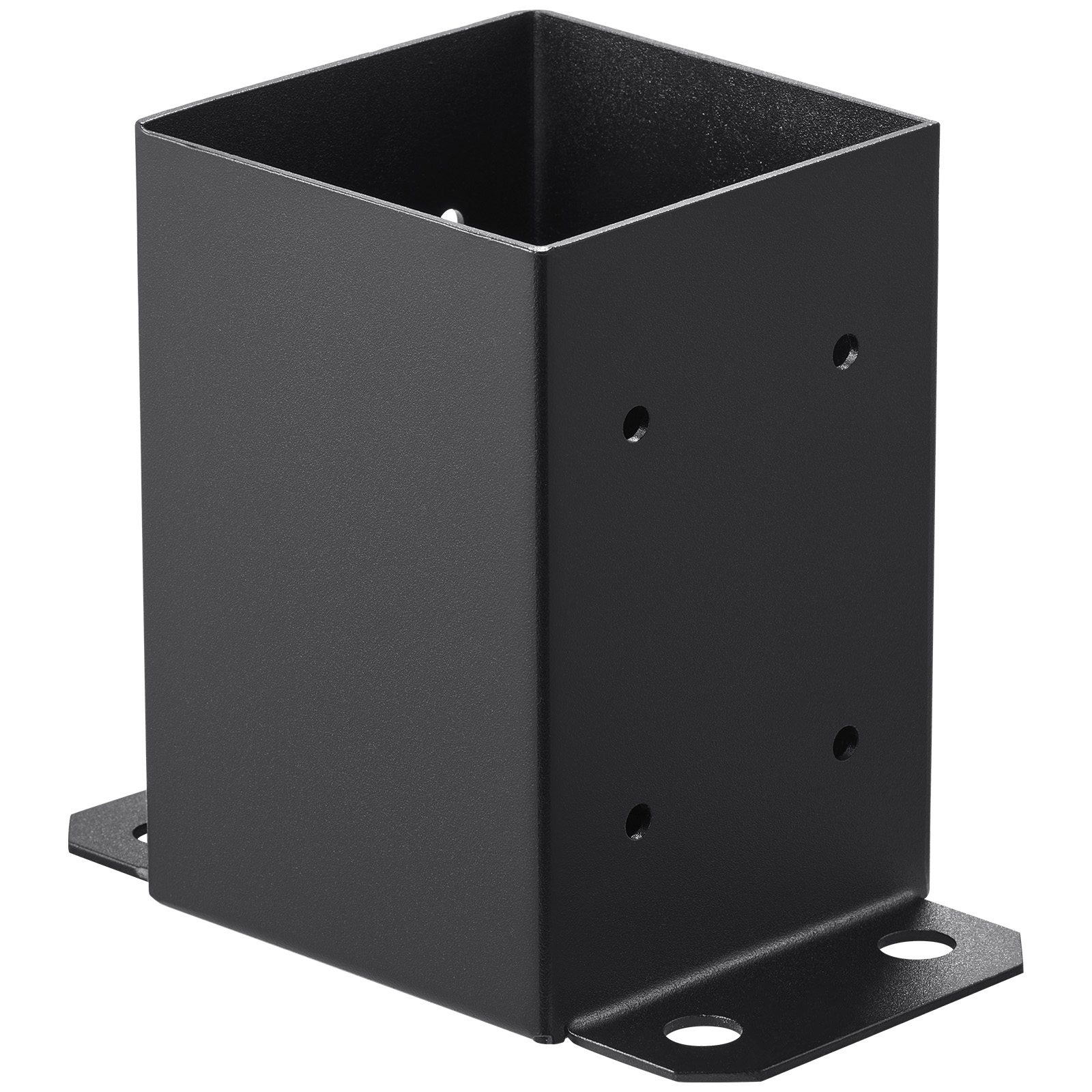4-Pack Heavy Duty 4x4 Post Base Brackets - Black Steel Fence Post Anchor with Full Wrap Design for Deck, Pergola & Porch Columns