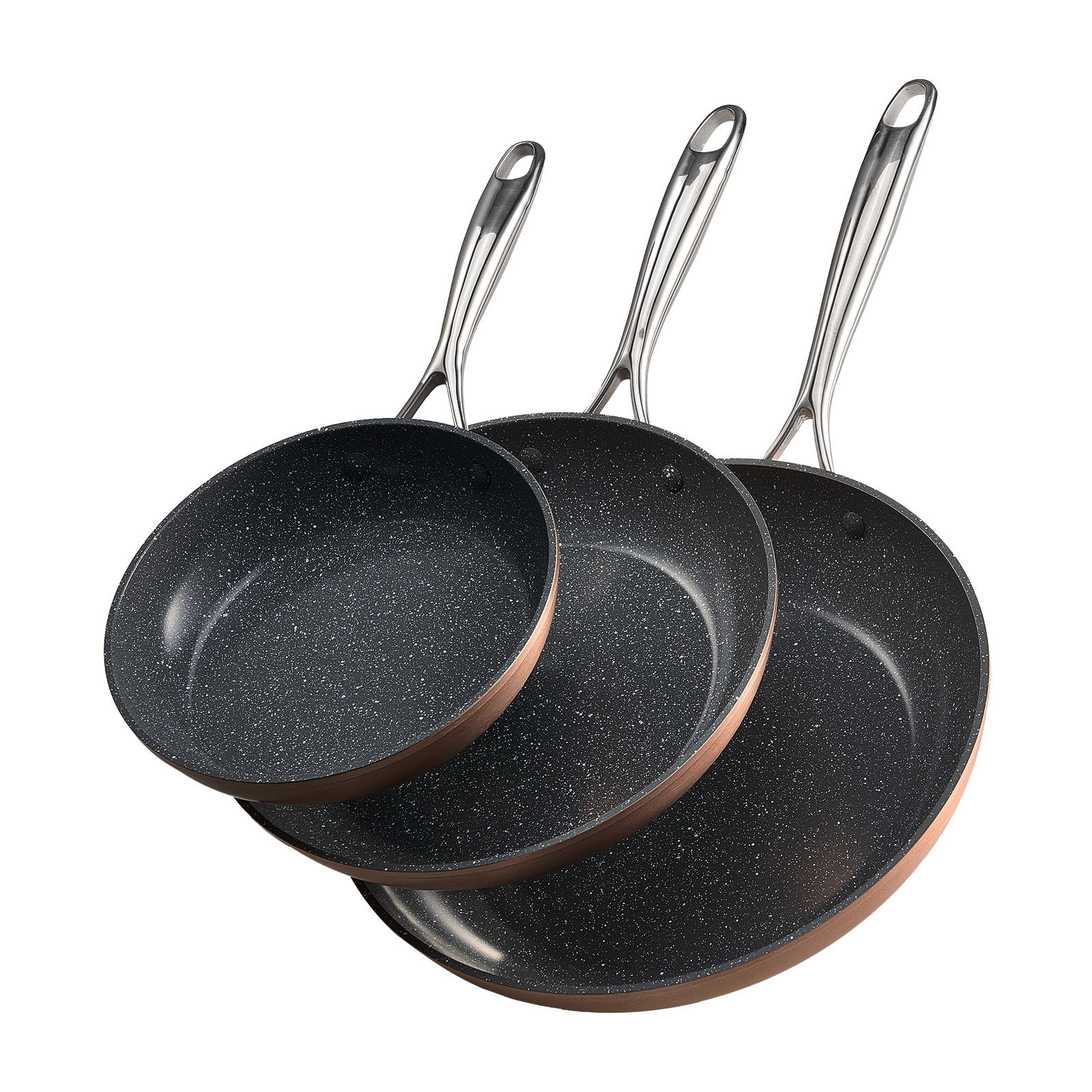 3-Piece Nonstick Frying Pan Set - Aluminum Skillet Cookware for Induction, Gas & Electric Stoves