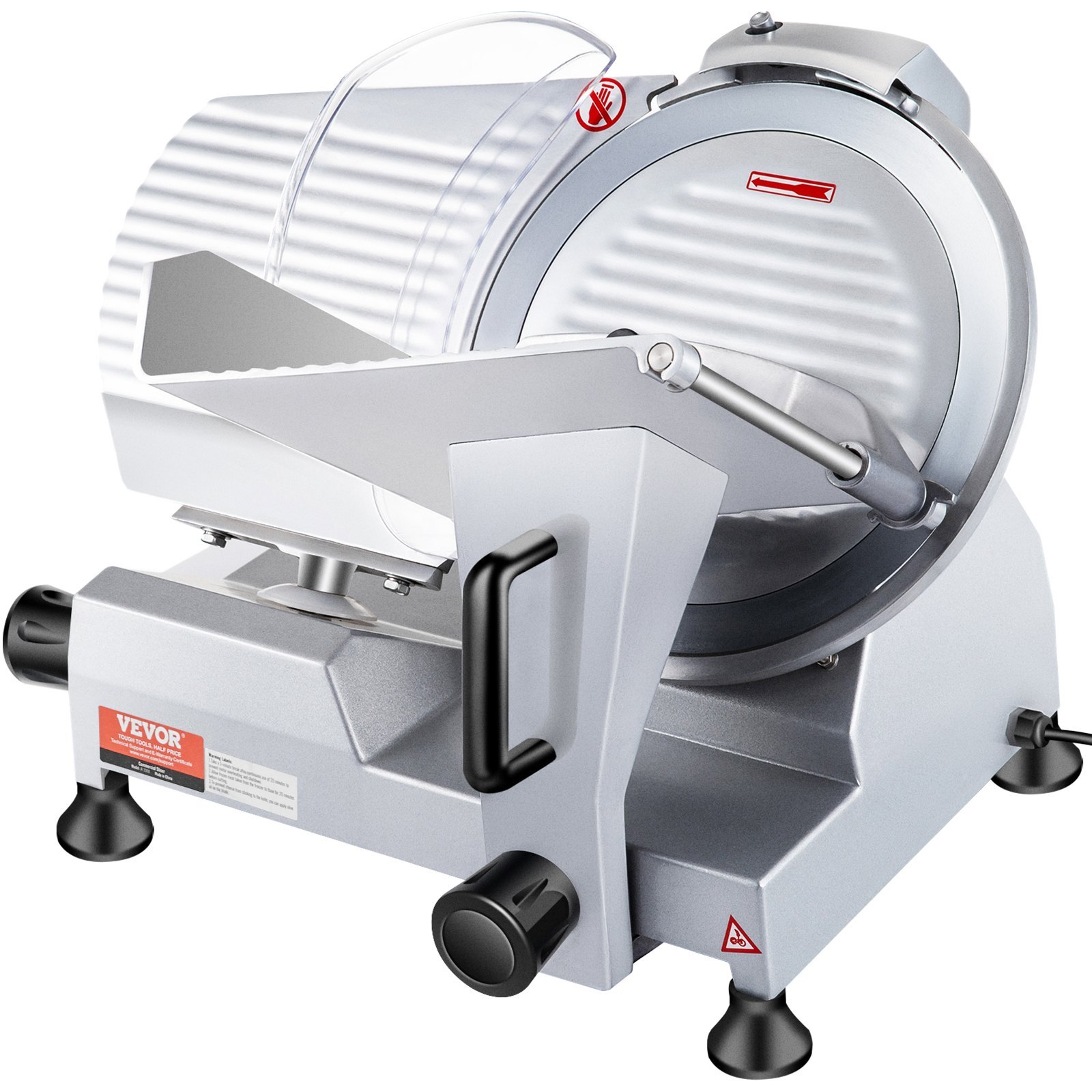 VEVOR 240W Commercial Meat Slicer with 10" Carbon Steel Blade, Adjustable Electric Deli Food Slicer for Home & Restaurant