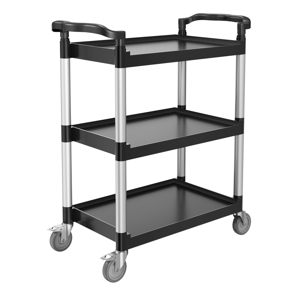 Heavy Duty 3-Tier Utility Cart with Wheels - 300 lbs Capacity Mobile Service Trolley for Garage & Home Organization