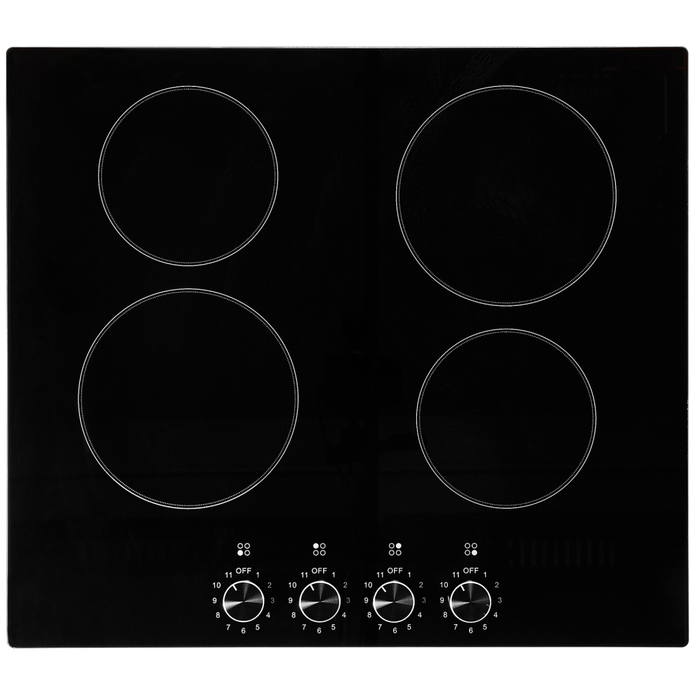 23.2" Built-in Electric Cooktop with 4 Radiant Burners, Knob Control Ceramic Glass Stove Top, 6000W High Power Kitchen Range for Home
