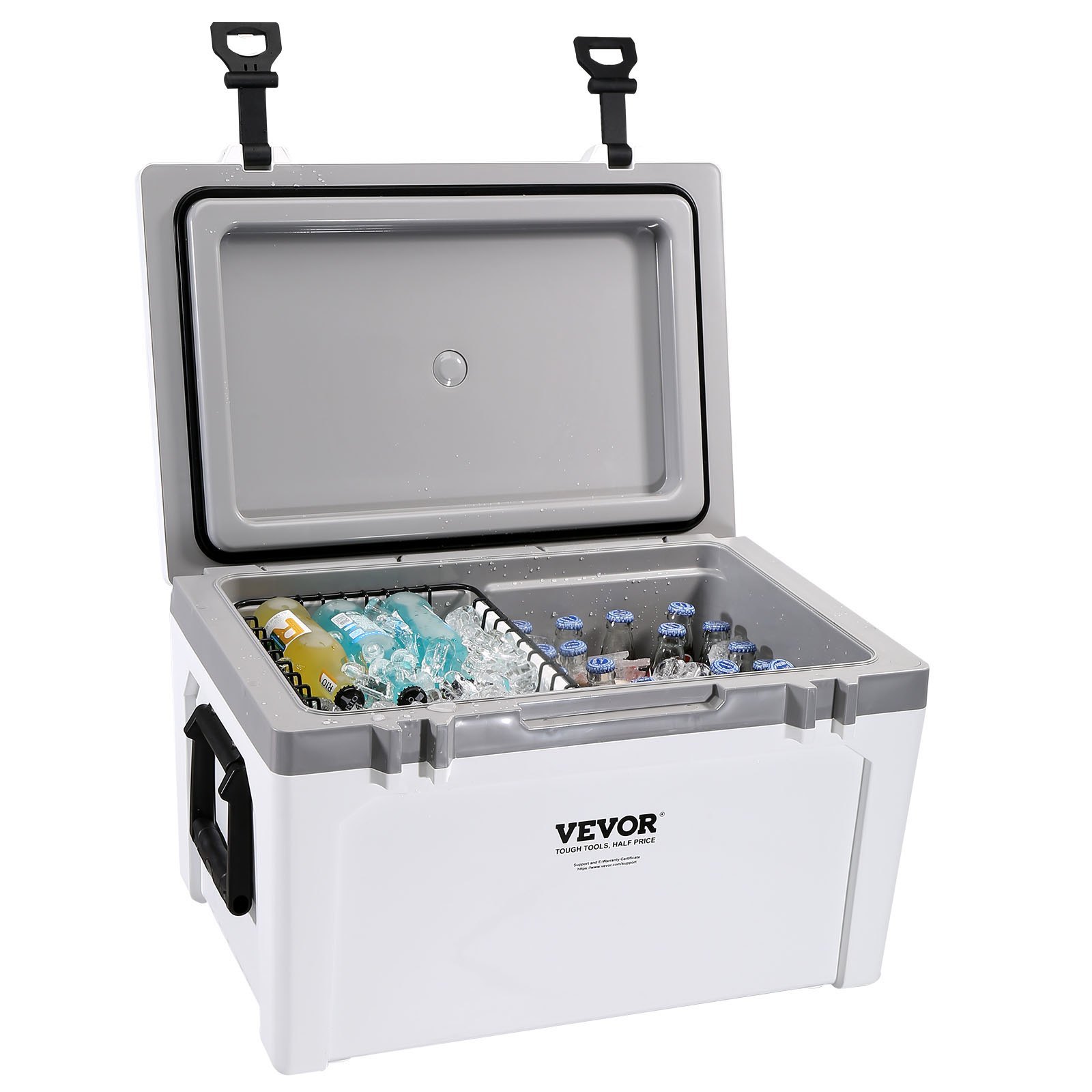 VEVOR 52 Qt Insulated Hard Cooler - Portable Ice Chest with 6-Day Retention, Heavy Duty Handle & Latches for Camping, Beach, and Outdoor Adventures