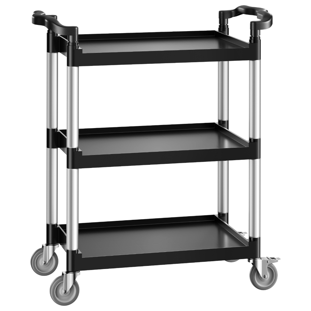 Heavy Duty 3-Tier Utility Cart with Wheels - 300 lbs Capacity Mobile Service Trolley for Garage & Home Organization