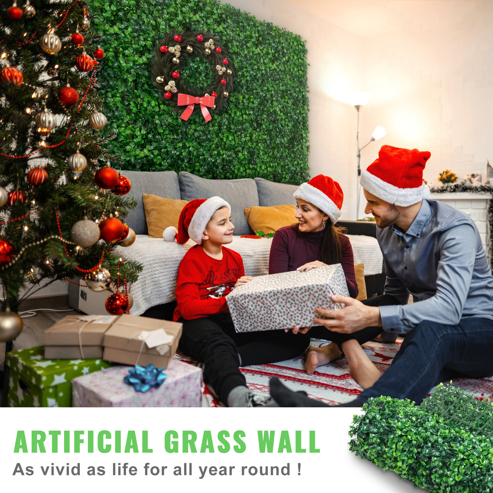 12-Pack Artificial Boxwood Hedge Wall Panels - UV Protected Privacy Screen & Greenery Backdrop for Outdoor Indoor Garden Fence