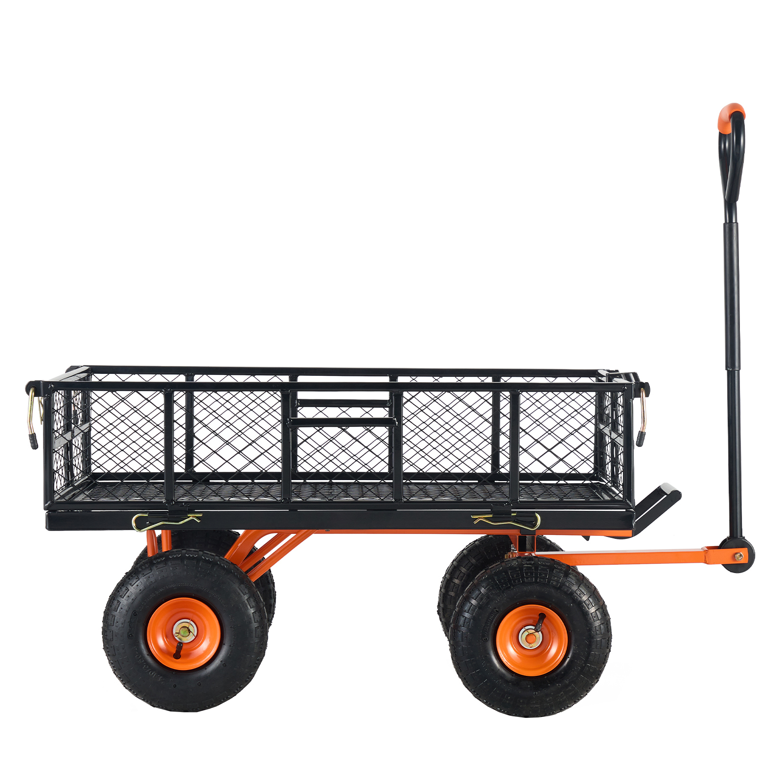 Heavy Duty Metal Garden Dump Cart with Removable Sides & 10" Tires - 880 lbs Capacity Utility Wagon