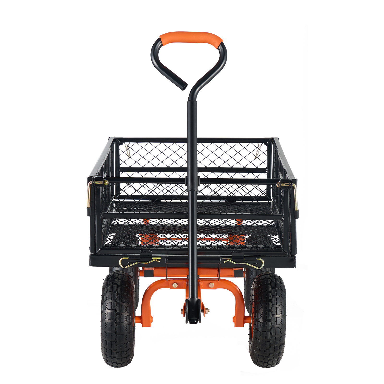 Heavy Duty Metal Garden Dump Cart with Removable Sides & 10" Tires - 880 lbs Capacity Utility Wagon