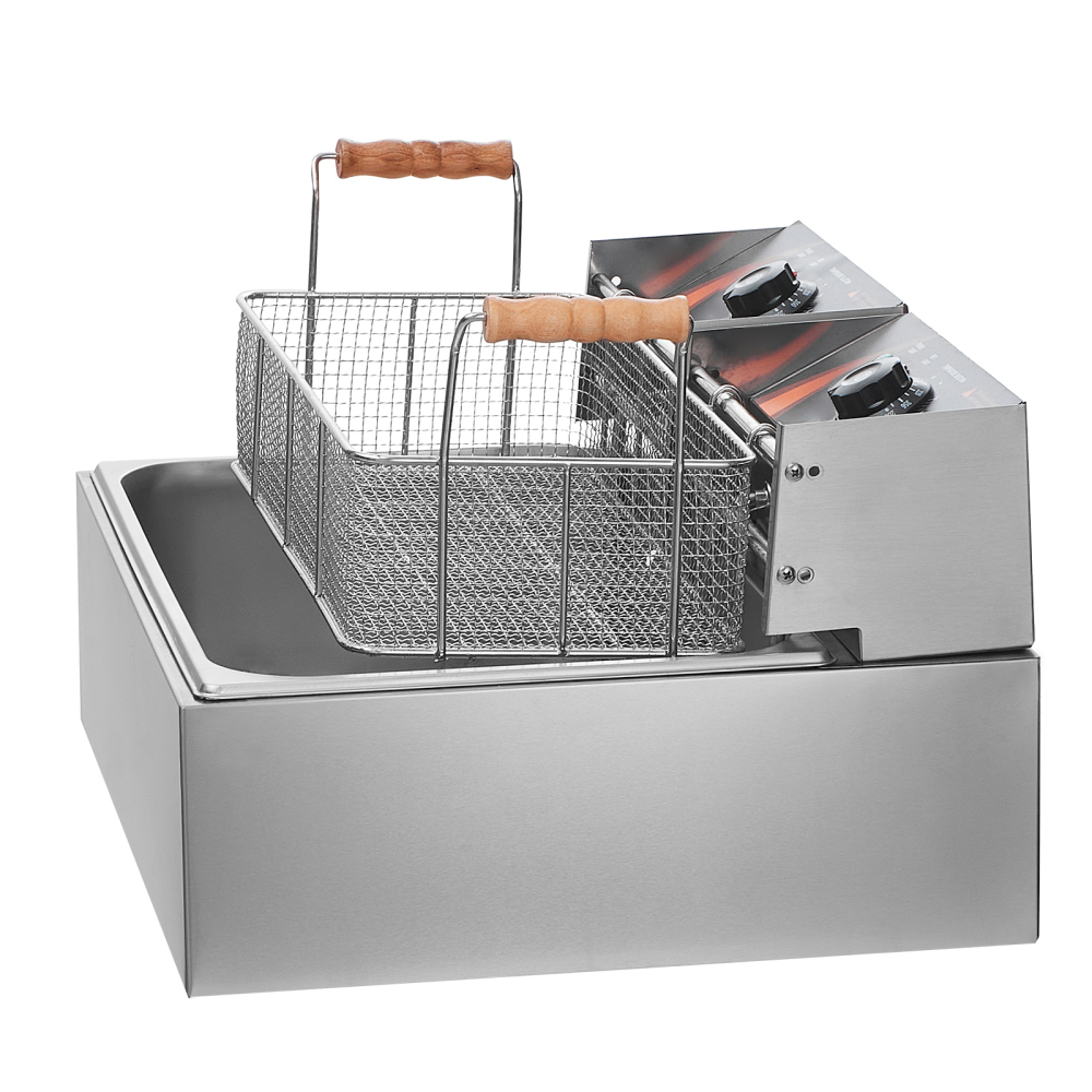 3000W Commercial Electric Deep Fryer Countertop - Dual Basket Stainless Steel Restaurant Fryer with Temperature Control