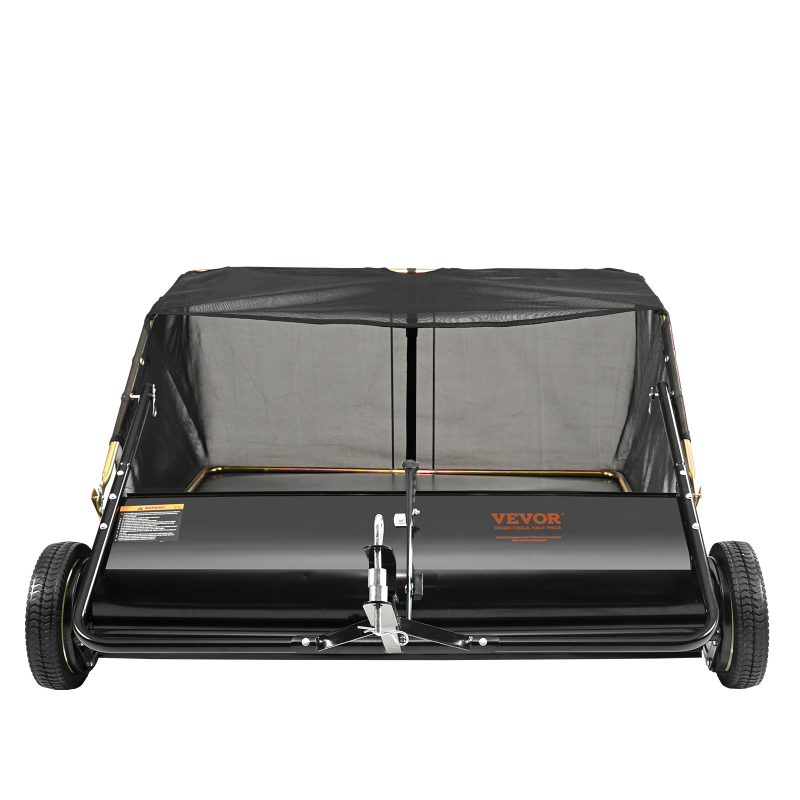 VEVOR 50" Tow Behind Lawn Sweeper - 26 Cu. Ft. Heavy Duty Leaf & Grass Collector with Adjustable Height Brush