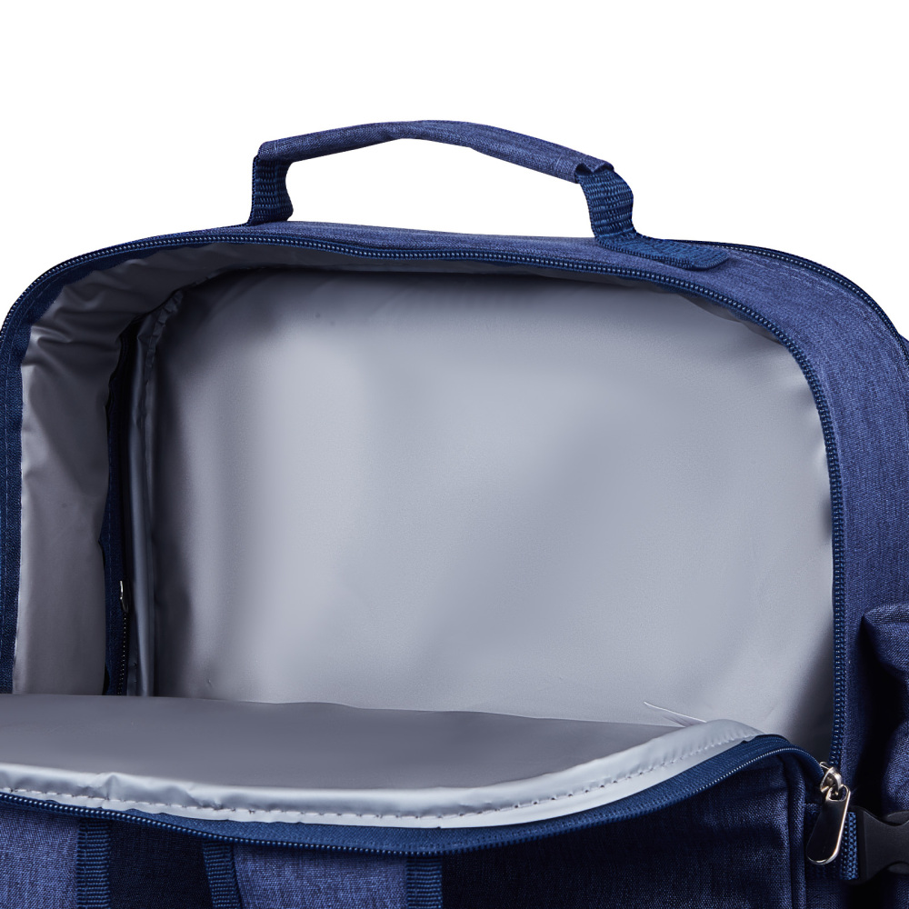 4-Person Insulated Picnic Backpack Set with Cooler Compartment & Blanket - Navy Blue Outdoor Hamper