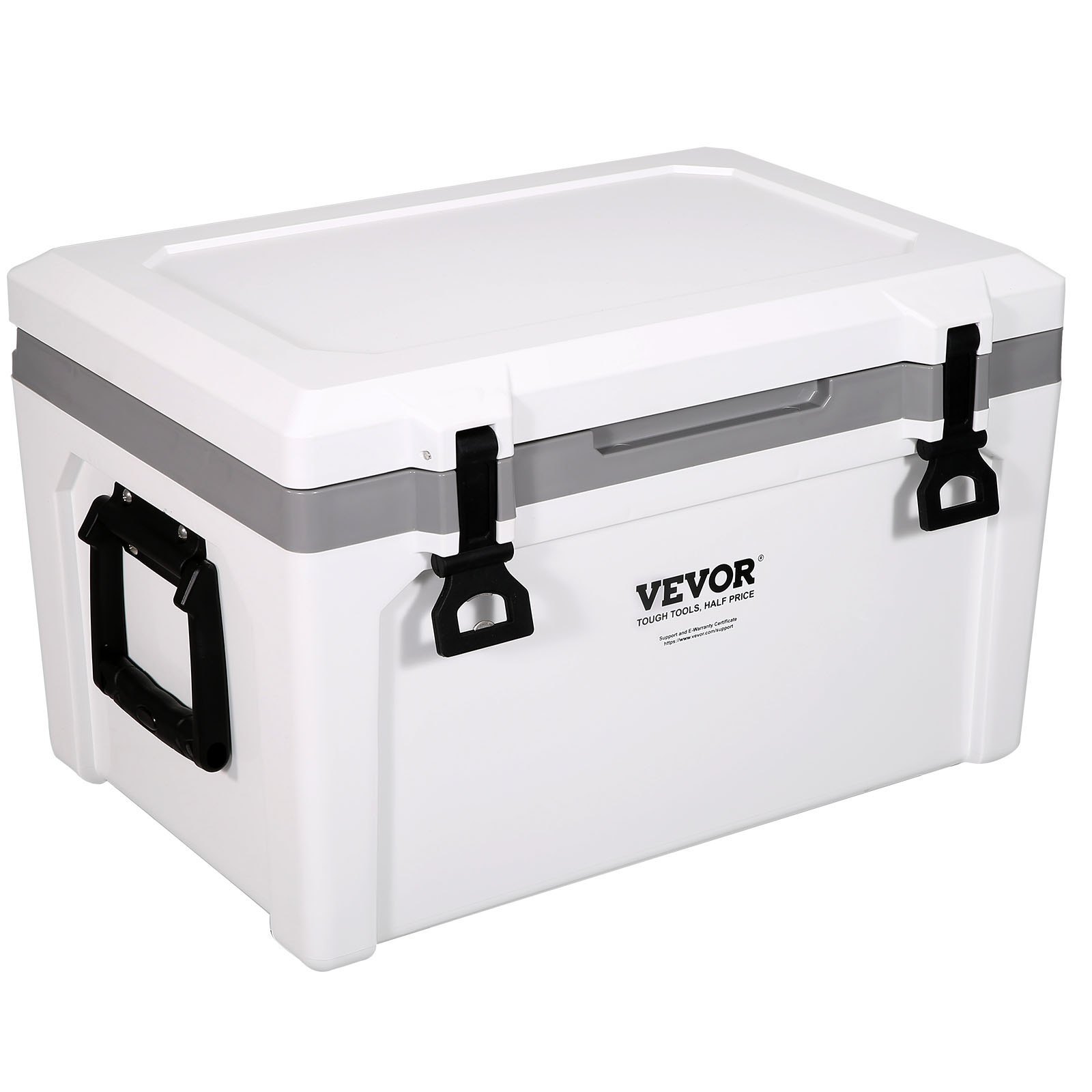 VEVOR 52 Qt Insulated Hard Cooler - Portable Ice Chest with 6-Day Retention, Heavy Duty Handle & Latches for Camping, Beach, and Outdoor Adventures
