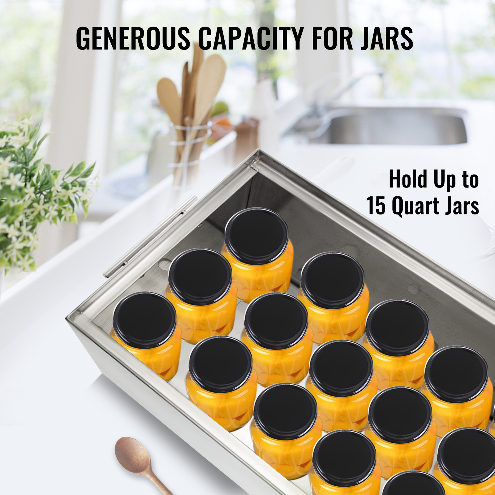 304 Stainless Steel Water Bath Canner Pot - 15 Quart Stove Top Boiling Canner with Dual Racks & Flat Bottom