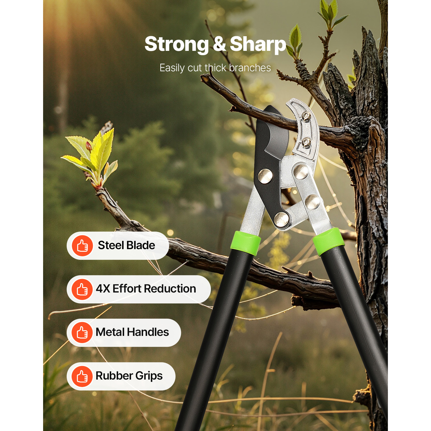 32-Inch Heavy Duty Steel Loppers for Tree Trimming - Professional Branch Cutter with Ergonomic Grip