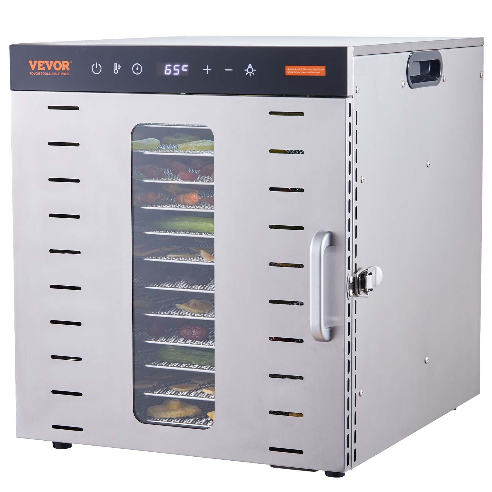 VEVOR Commercial Food Dehydrator Machine with 10 Stainless Steel Trays, Digital Adjustable Timer & Temperature Control for Jerky, Fruit, Herbs, and Dog Treats