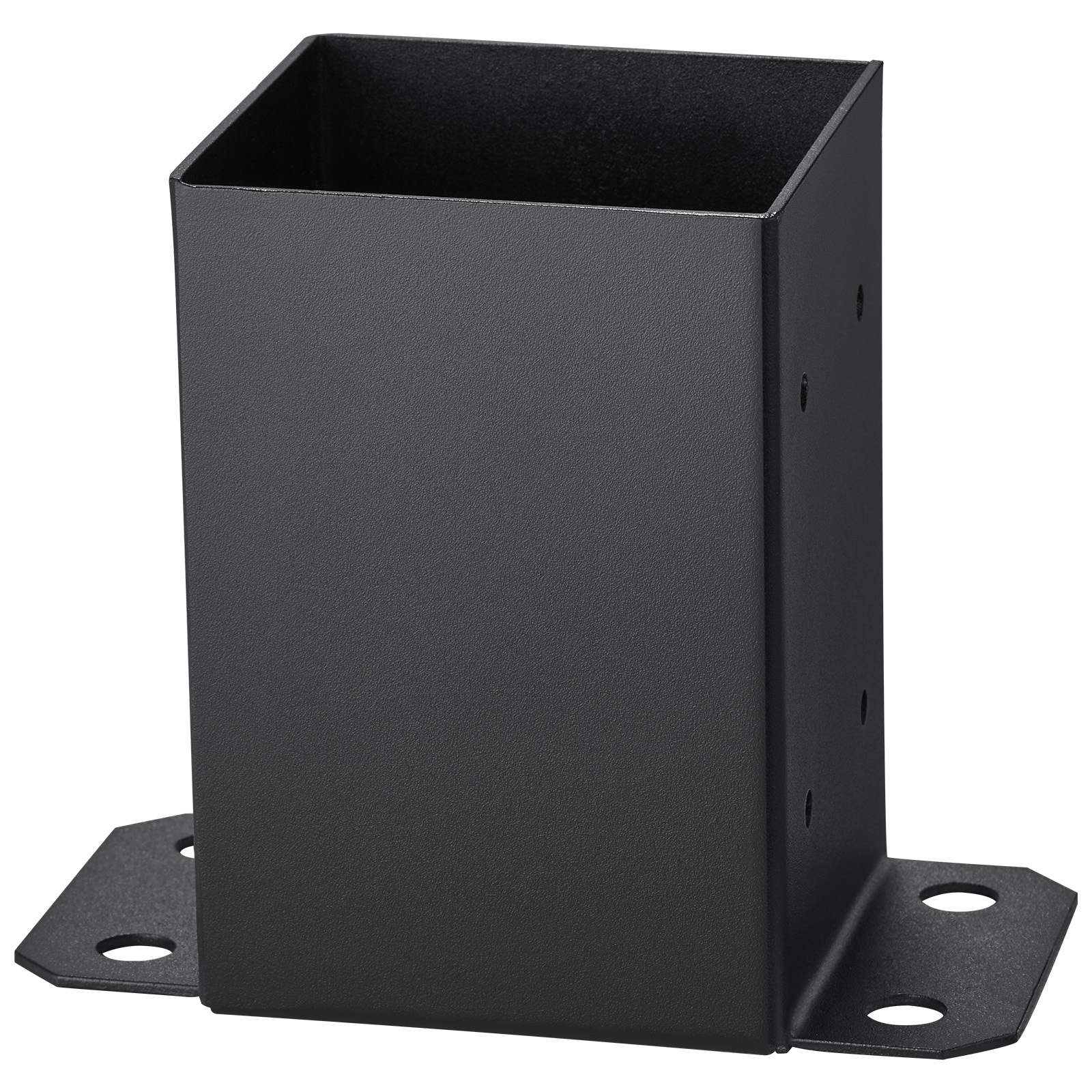 4-Pack Heavy Duty 4x4 Post Base Brackets - Black Steel Fence Post Anchor with Full Wrap Design for Deck, Pergola & Porch Columns
