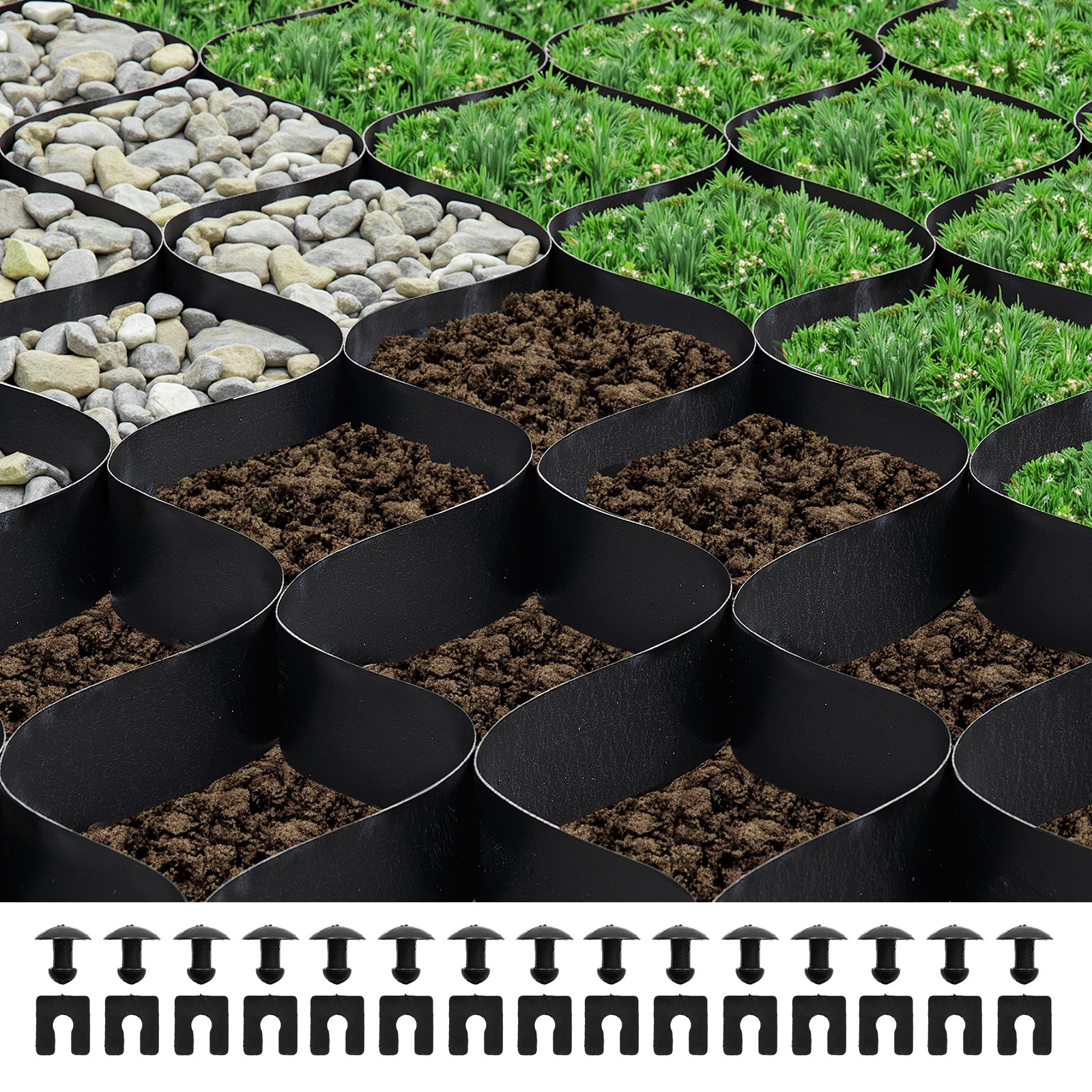 Heavy Duty HDPE Ground Grid Geocell - 2-Inch Deep Gravel Stabilizer for Driveways, Patios & Erosion Control