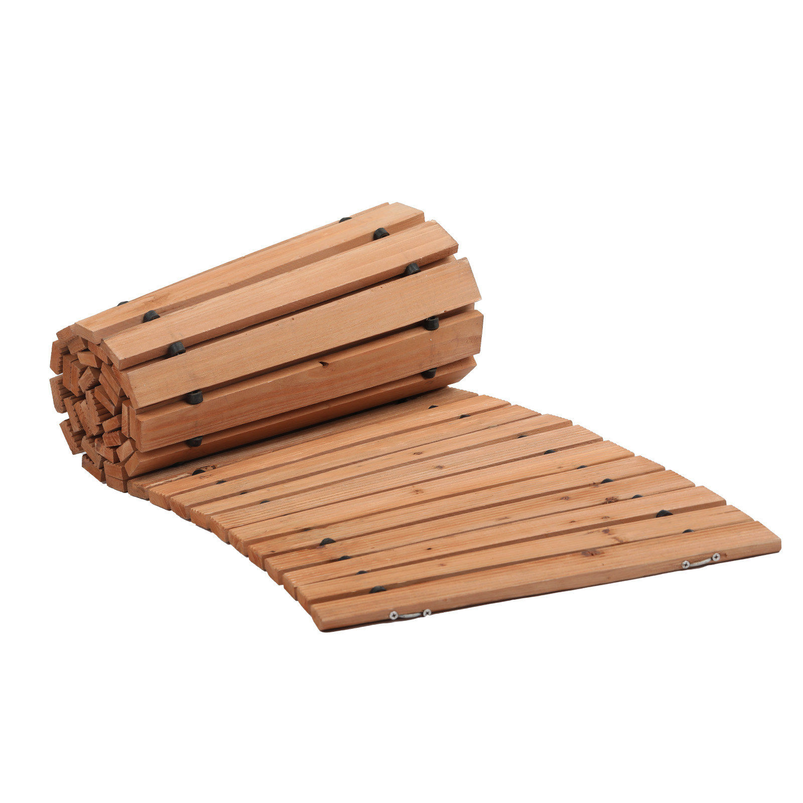 8ft Roll-Out Curved Wooden Garden Pathway - Durable Cedar Walkway Mat for Outdoor Landscaping & Mud Control
