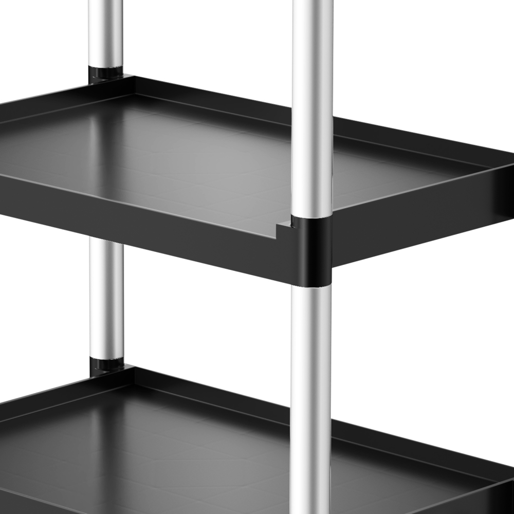 Heavy Duty 3-Tier Utility Cart with Wheels - 300 lbs Capacity Mobile Service Trolley for Garage & Home Organization