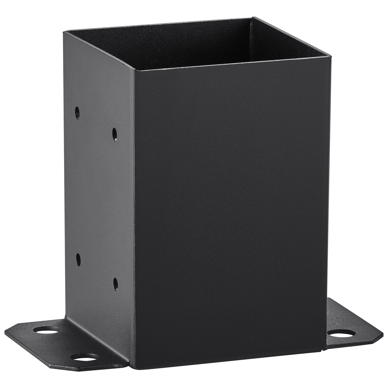 4-Pack Heavy Duty 4x4 Post Base Brackets - Black Steel Fence Post Anchor with Full Wrap Design for Deck, Pergola & Porch Columns